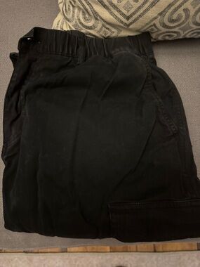 Men's Black Casual Elastic-Waist Pants